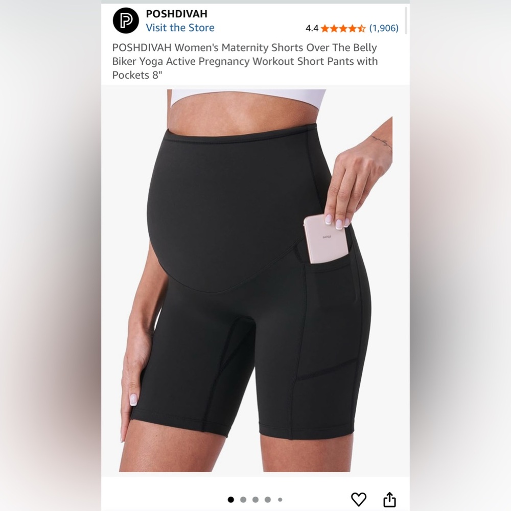 Maternity biker shorts with pocket